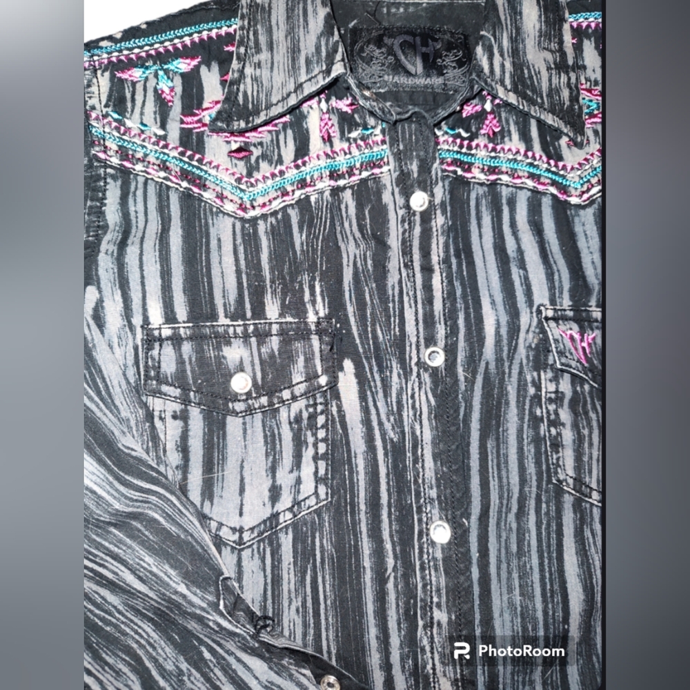 Cowgirl Hardware Girls Western Rodeo Cotton Embroidered Top Blouse Size Medium - Picture 8 of 9